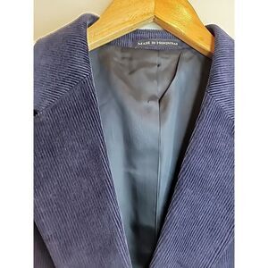 Land's End Corduroy Jacket Men's‎ 42R Sport Coat Blazer Cotton Blue Academia